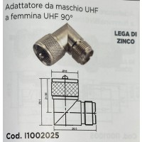 ADATTATORE 90° DA MASCHIO UHF A  FEMMINA UHF cod.1002025