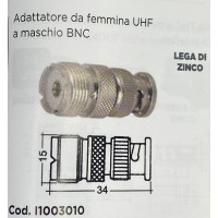 ADATTATORE DA FEMMINA UHF A MASCHIO BNC cod.1003010