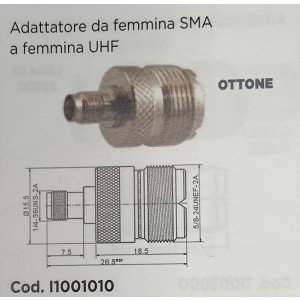 ADATTATORE DA FEMMINA SMA A FEMMINA UHF cod. 1001010