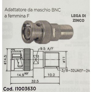 ADATTATORE DA MASCHIO BNC A FEMMINA F cod.1003630