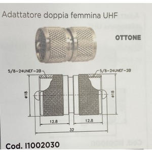 ADATTATORE DOPPIO MASCHIO UHF cod. 1002030
