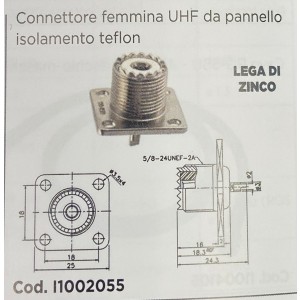 CONNETTORE FEMMINA UHF DA PANNELLO cod.1002055